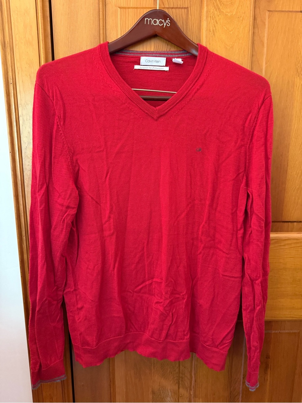 Calvin Klein Red V-Neck Men's Sweater